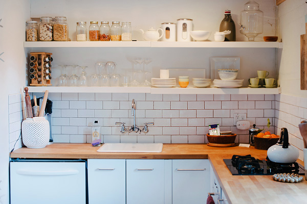 Open Shelf kitchen saves sost and looks cool and modern